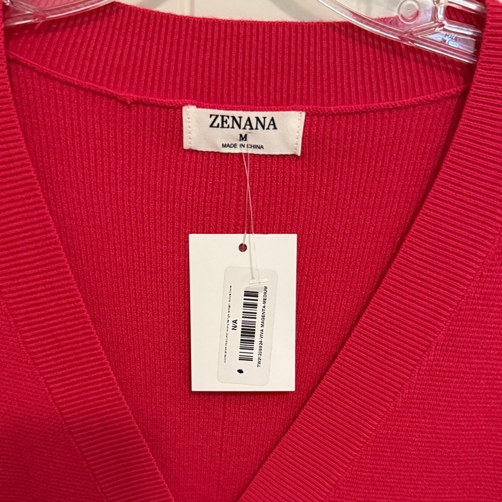 Zenana Women's Red Button-Up Cardigan Size Large - Picture 3 of 4